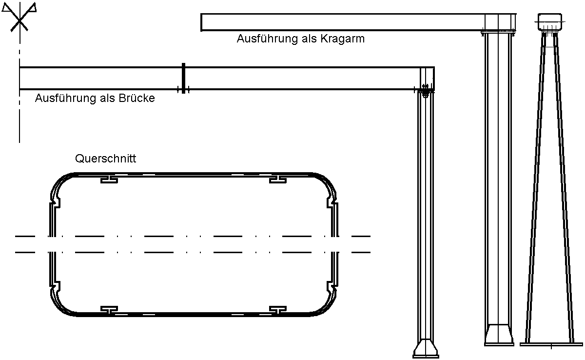 Ansicht und Querschnitt